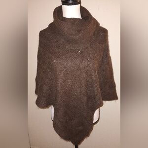 JL Cozy Brown Sweater Poncho